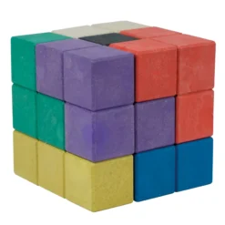 Soma-Holz-Würfel 60x60 mm, 7 Figuren bunt in Box