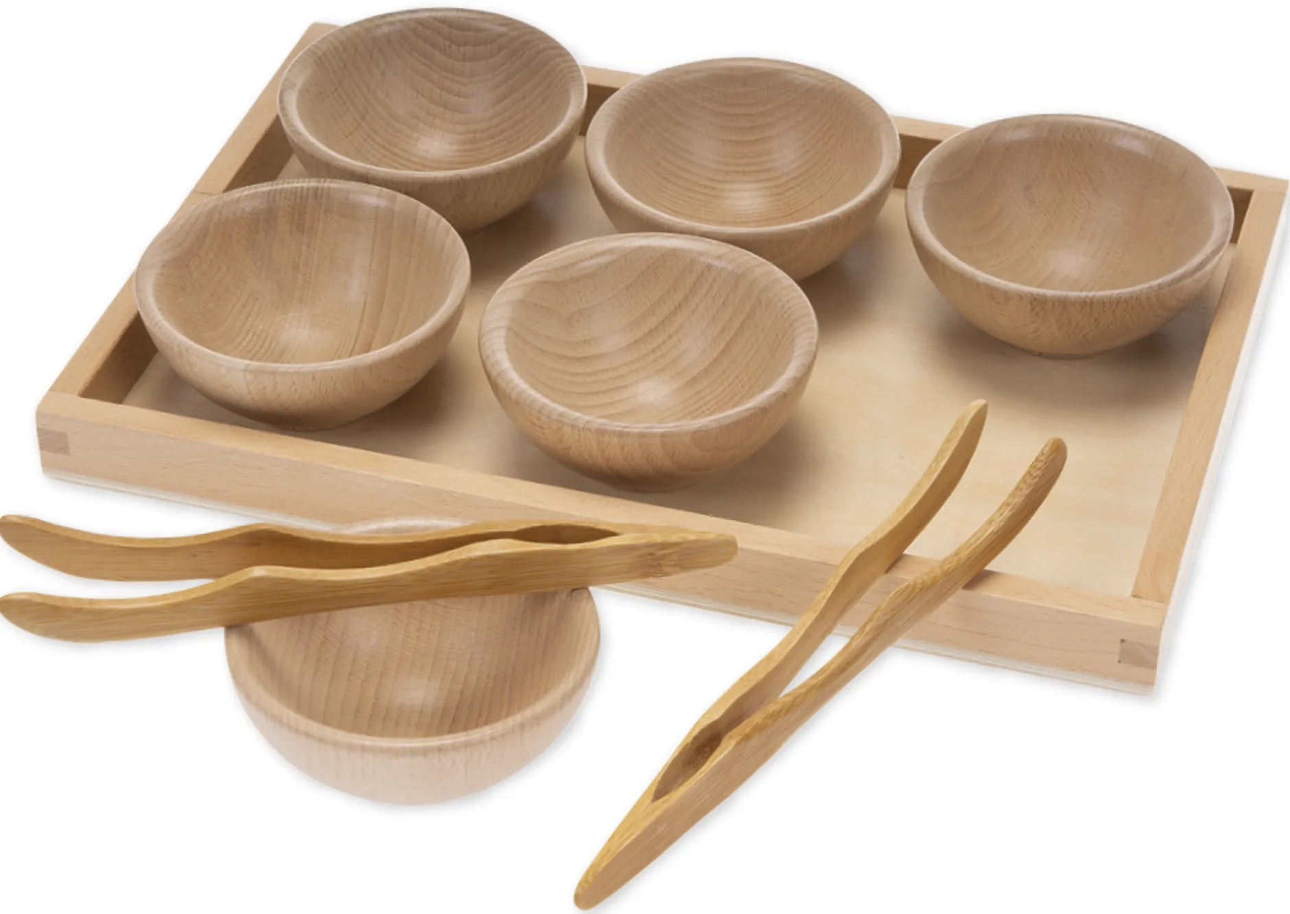 Sortier-Tablett "Holzschalen und Pinzetten", 9-tlg.