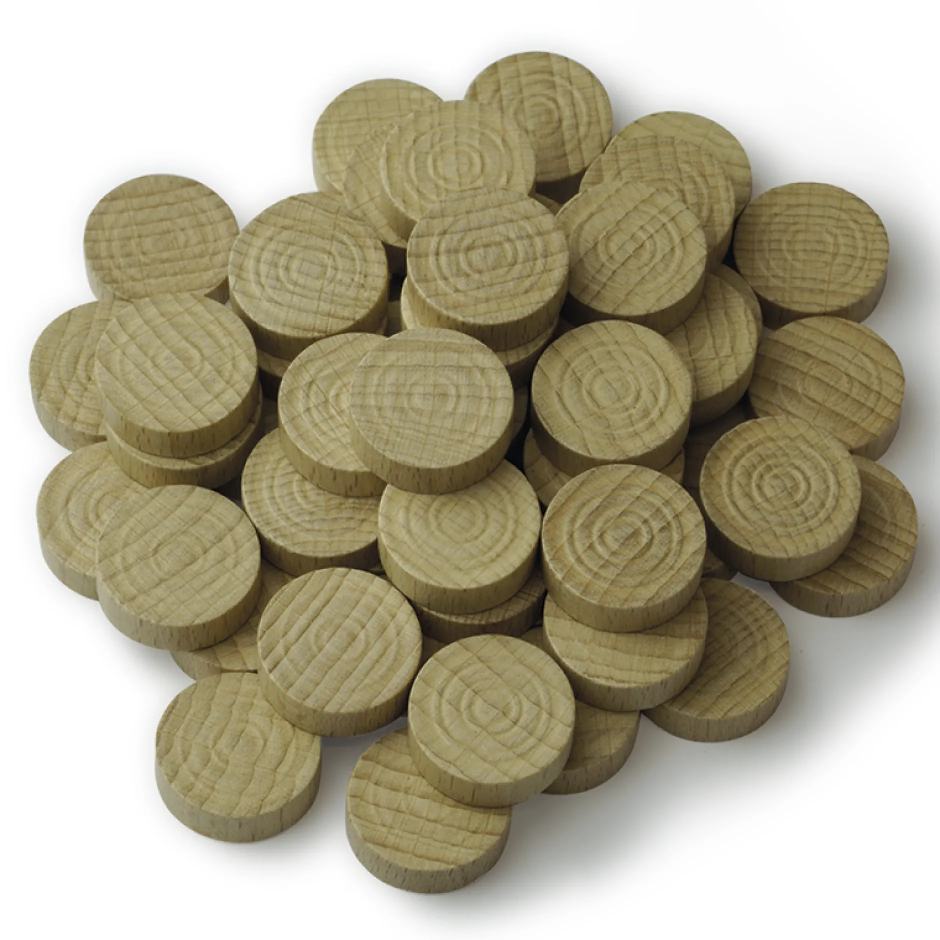 Spielsteine aus Holz, natur/schwarz, 21 mm ø, 100 Stück