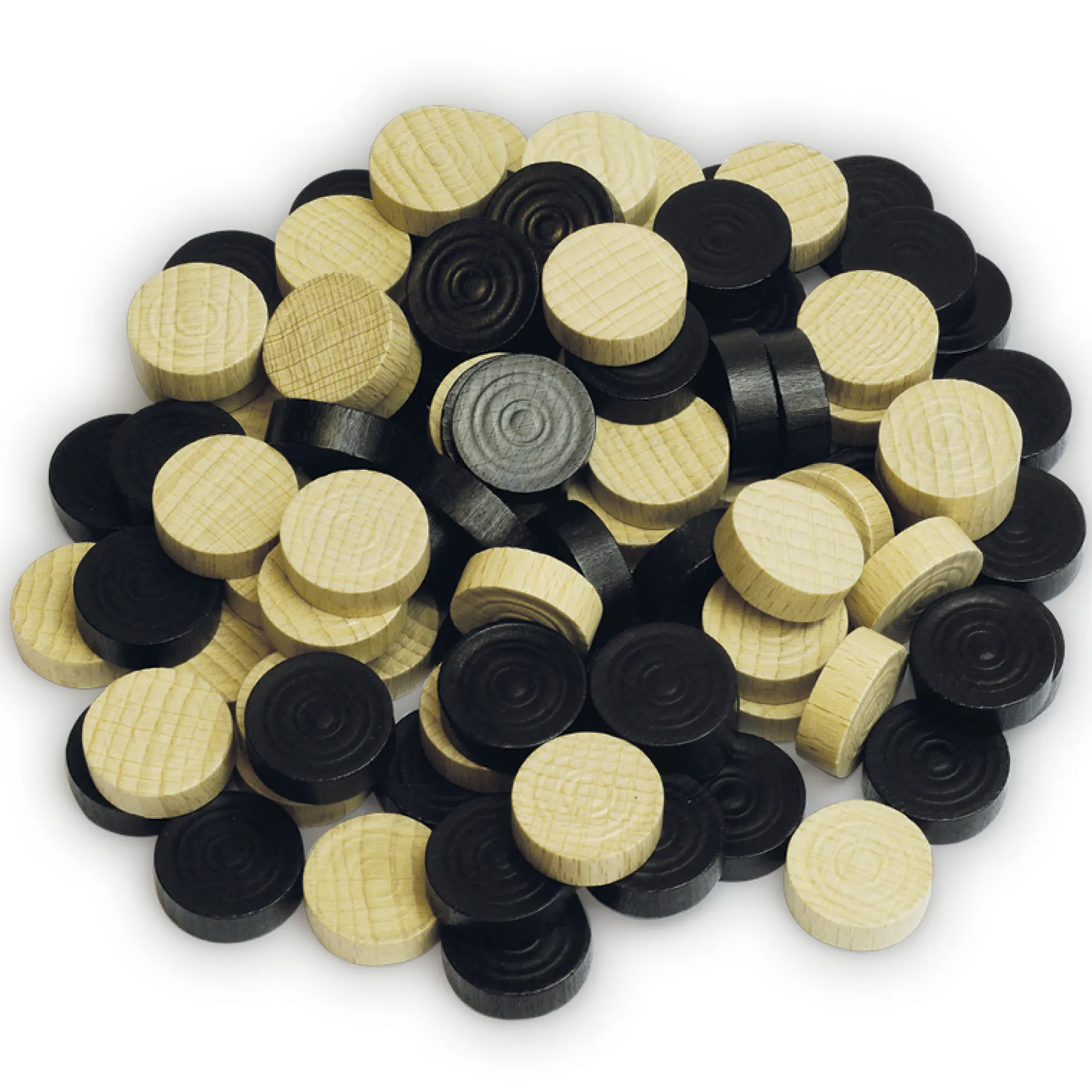 Spielsteine aus Holz, natur/schwarz, 21 mm ø, 100 Stück