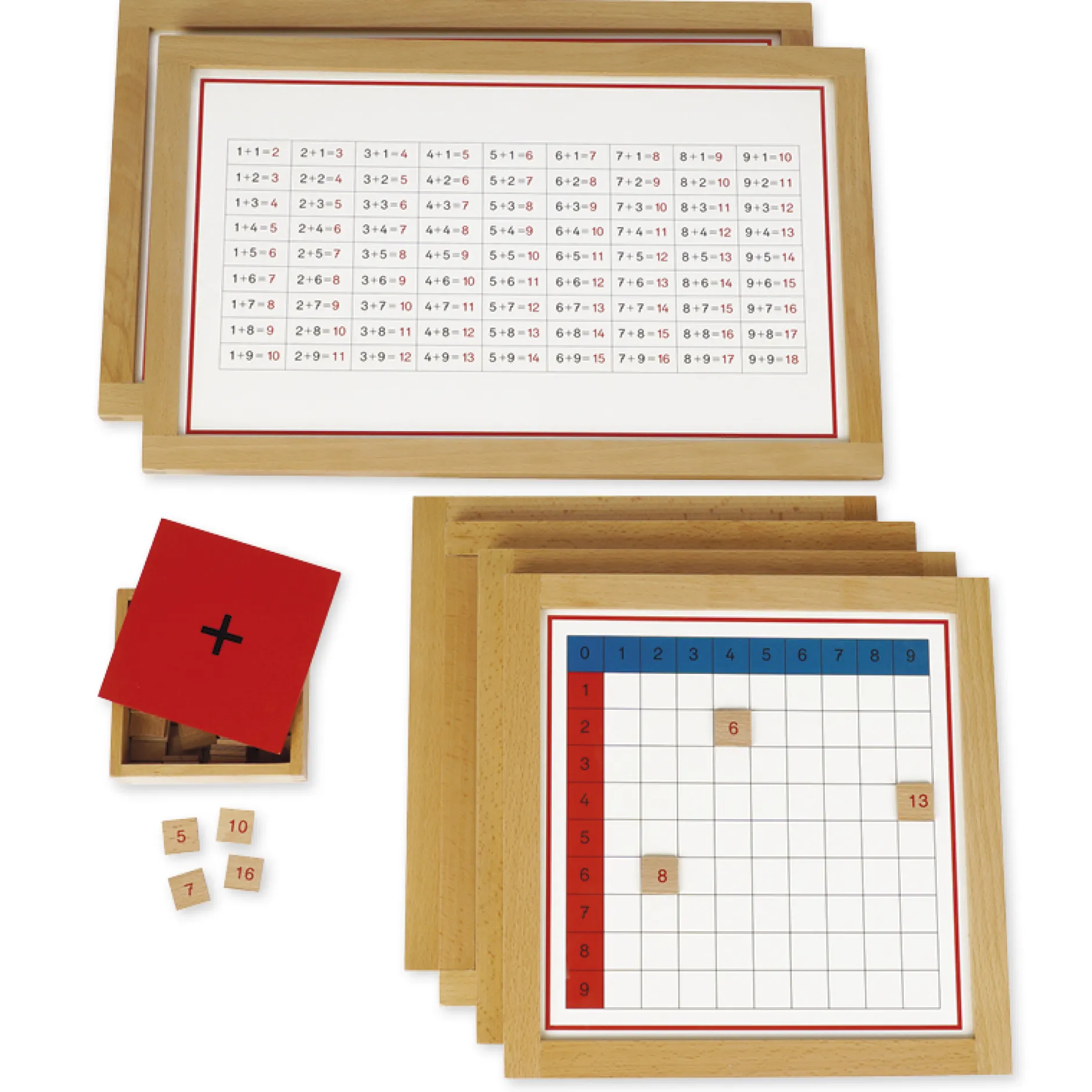 TimeTEX Additionstabellen im Holzrahmen "Montessori Premium"