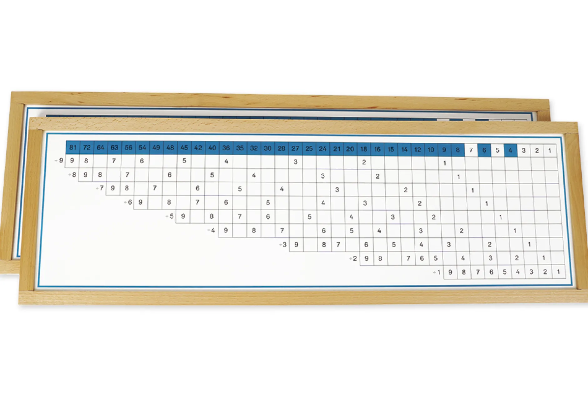 TimeTEX Divisionstabellen im Holzrahmen "Montessori Premium"
