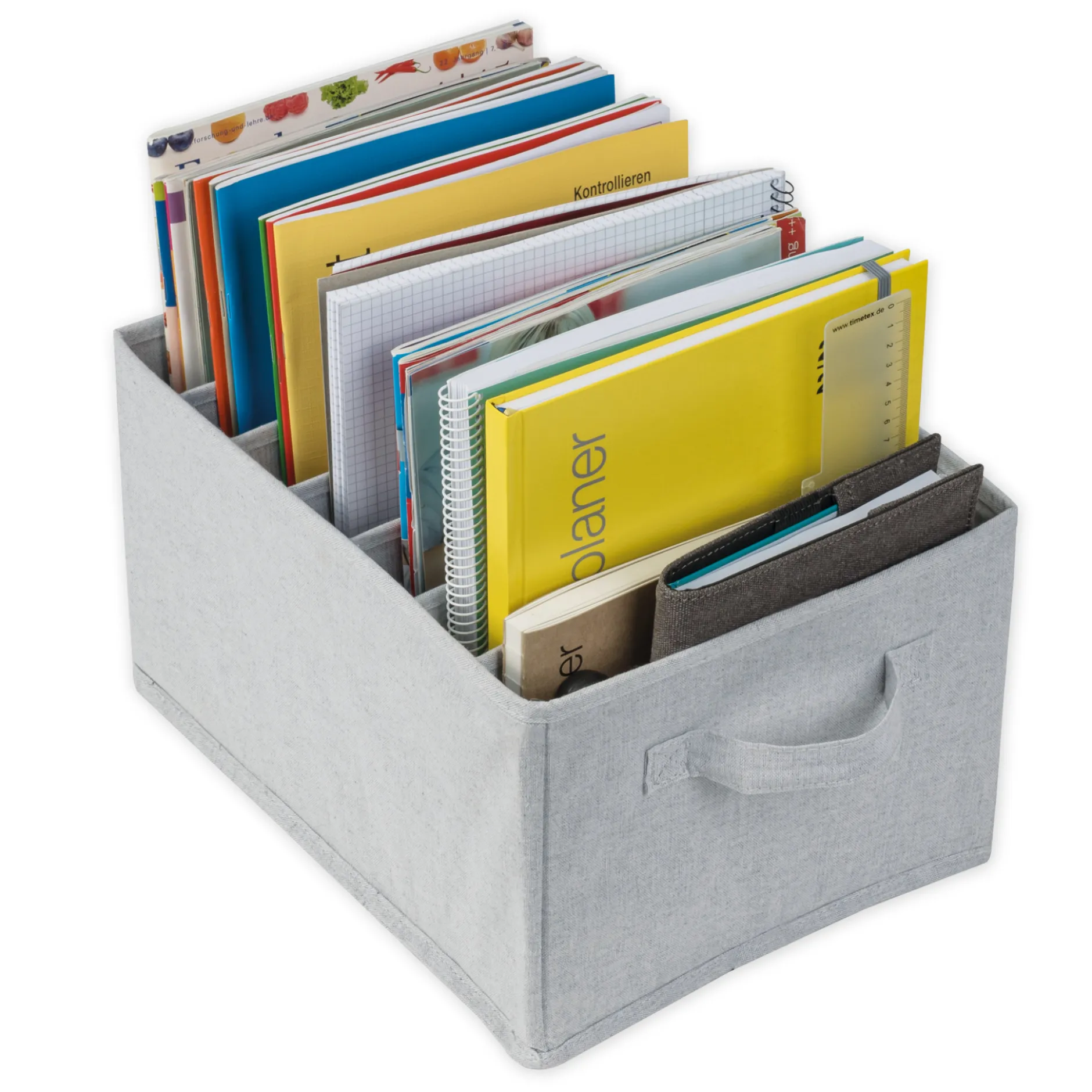 TimeTEX Fächerbox "Origami" A4 mit 7 Fächern, aus Stoff, hellgrau