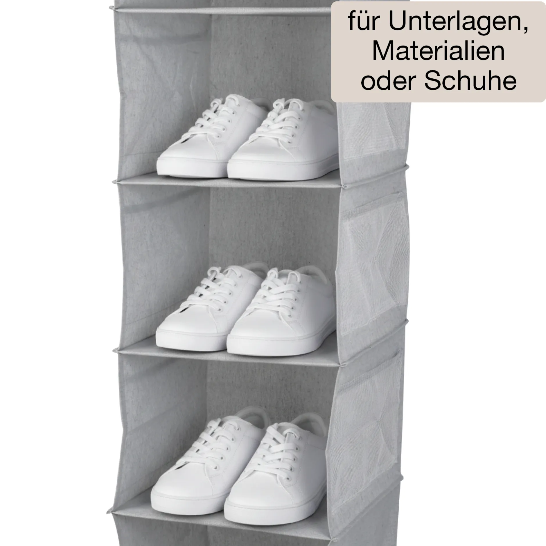 TimeTEX Hänge-Regal "Origami" A4 mit 5 Fächern, aus Stoff, hellgrau