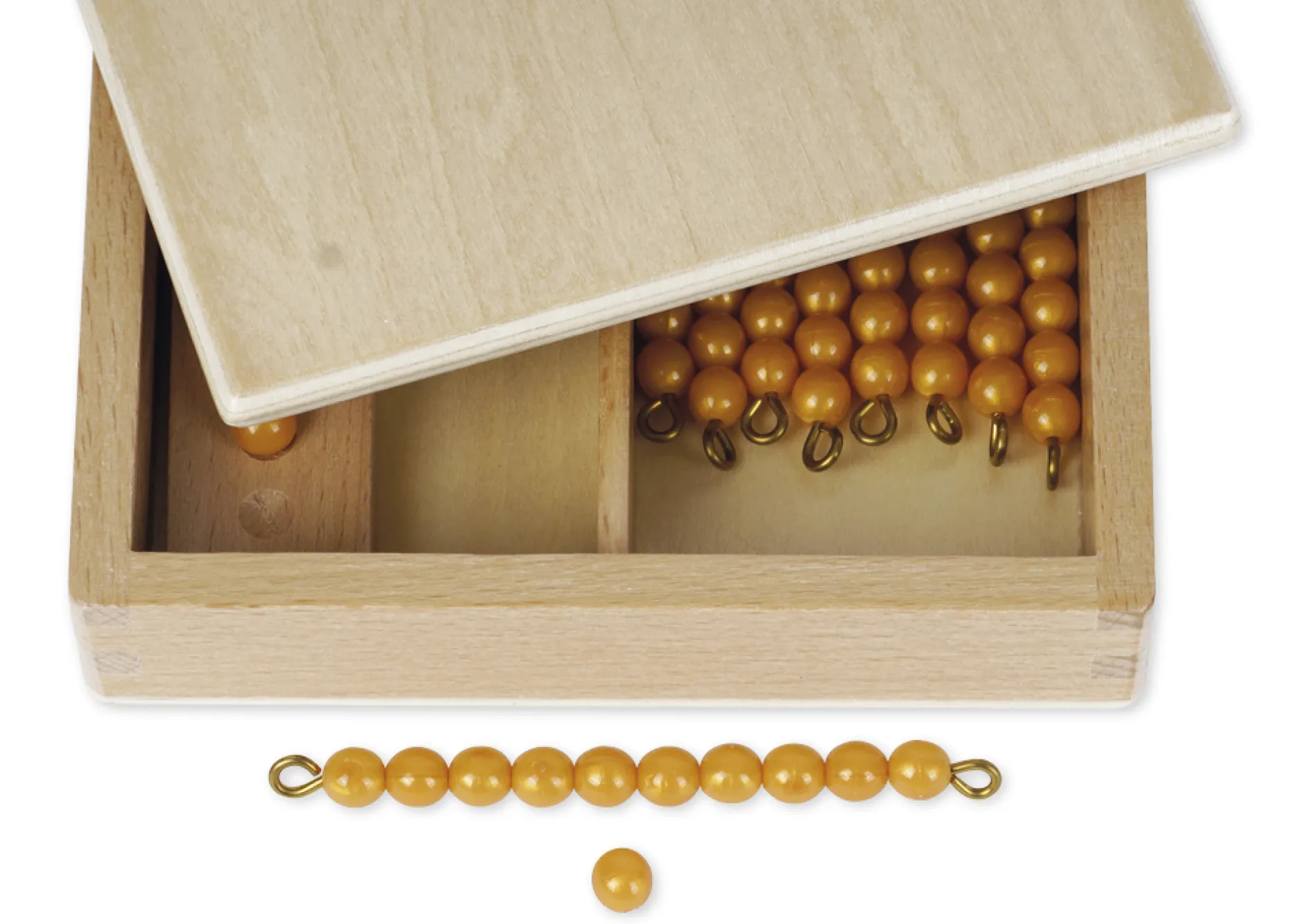 TimeTEX Kasten mit Zehnerstangen und Einerperlen, lose Perlen "Montessori Premium"
