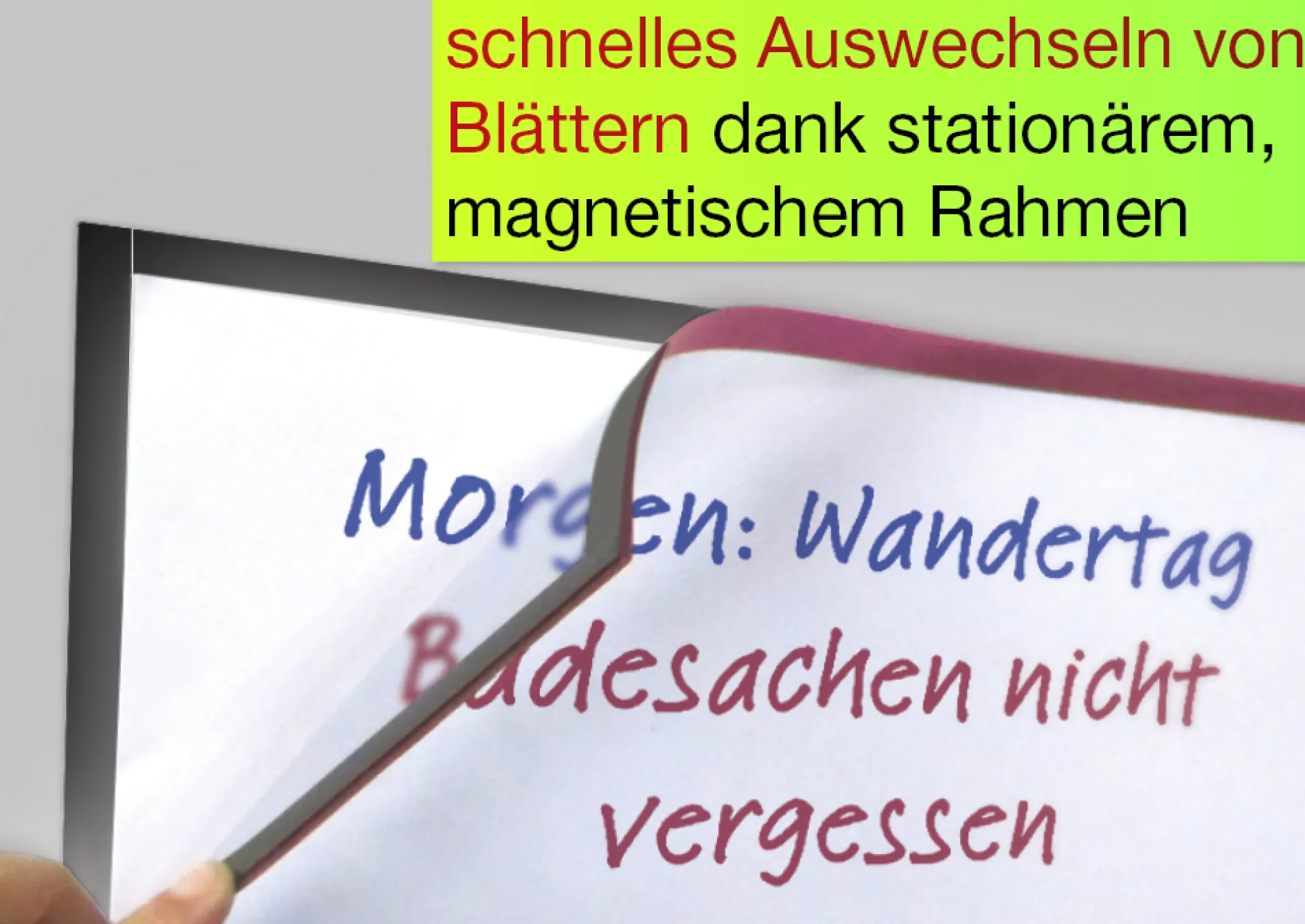TimeTEX Magnet-Klapp-Rahmen A4 farbig, selbsthaftende Rückseite, 2 Stück