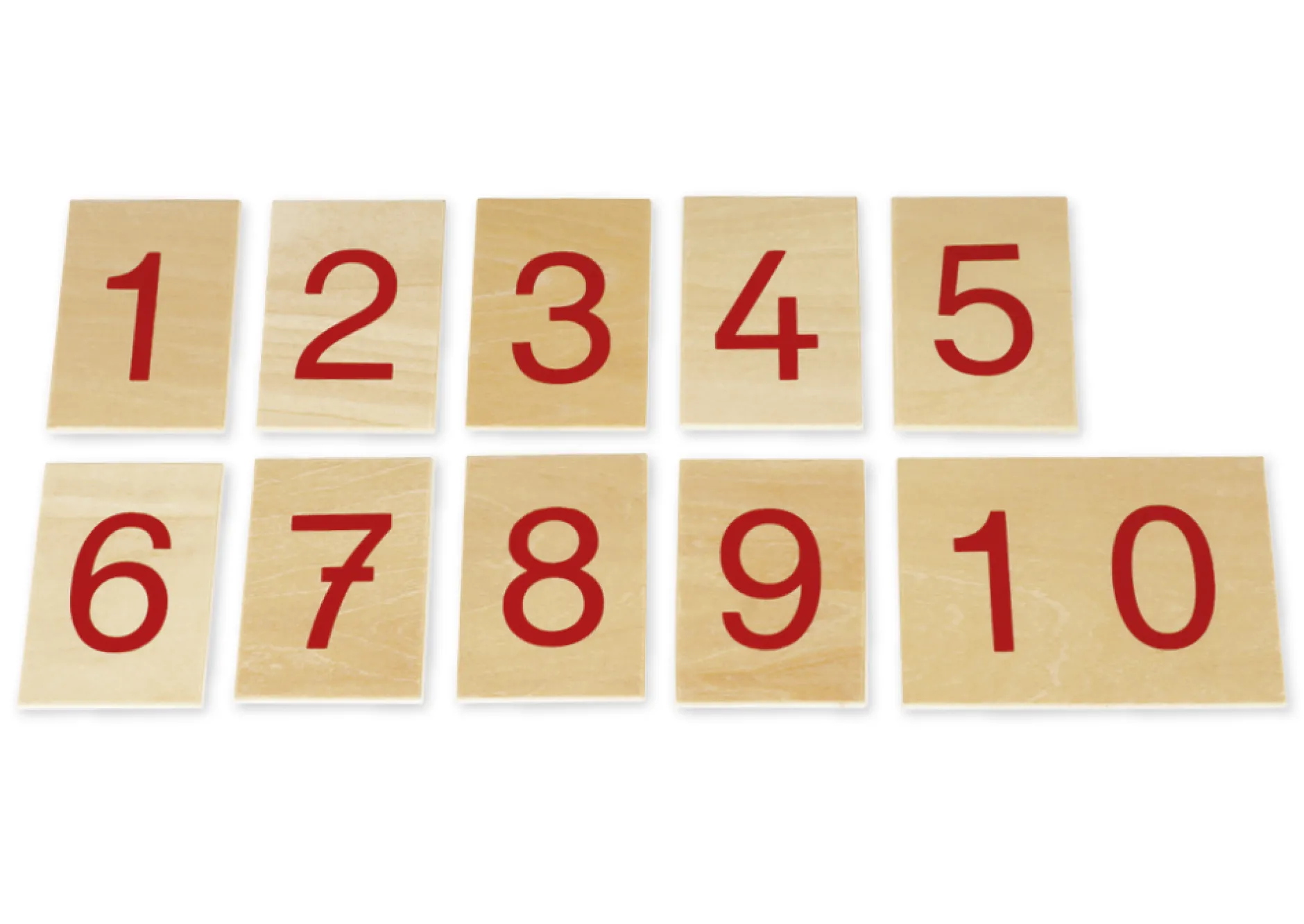 TimeTEX Satz Ziffern 1-10 auf Holzbrettchen "Montessori Premium"