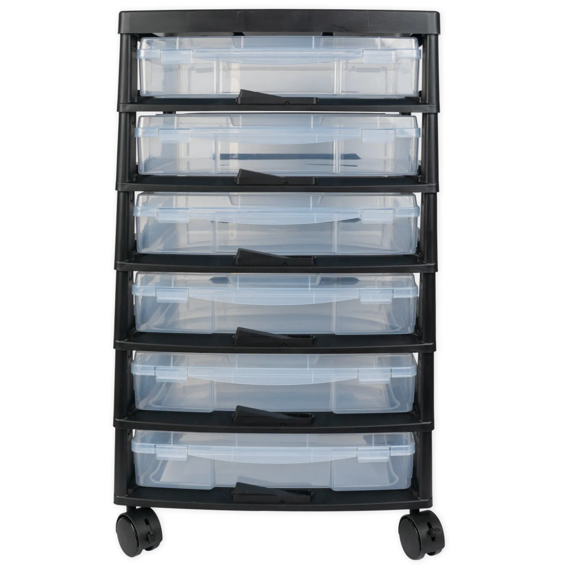 TimeTEX Schubladen-Block mit 6 Klappdeckel-Boxen und 4 Lenkrollen