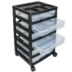 TimeTEX Schubladen-Block mit 6 Klappdeckel-Boxen und 4 Lenkrollen