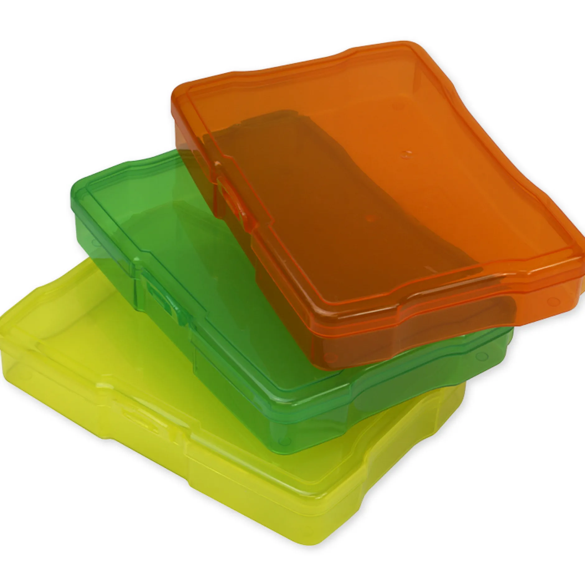 TimeTEX Set Farb-Boxen mit Klappdeckel, transparent, 3-tlg.