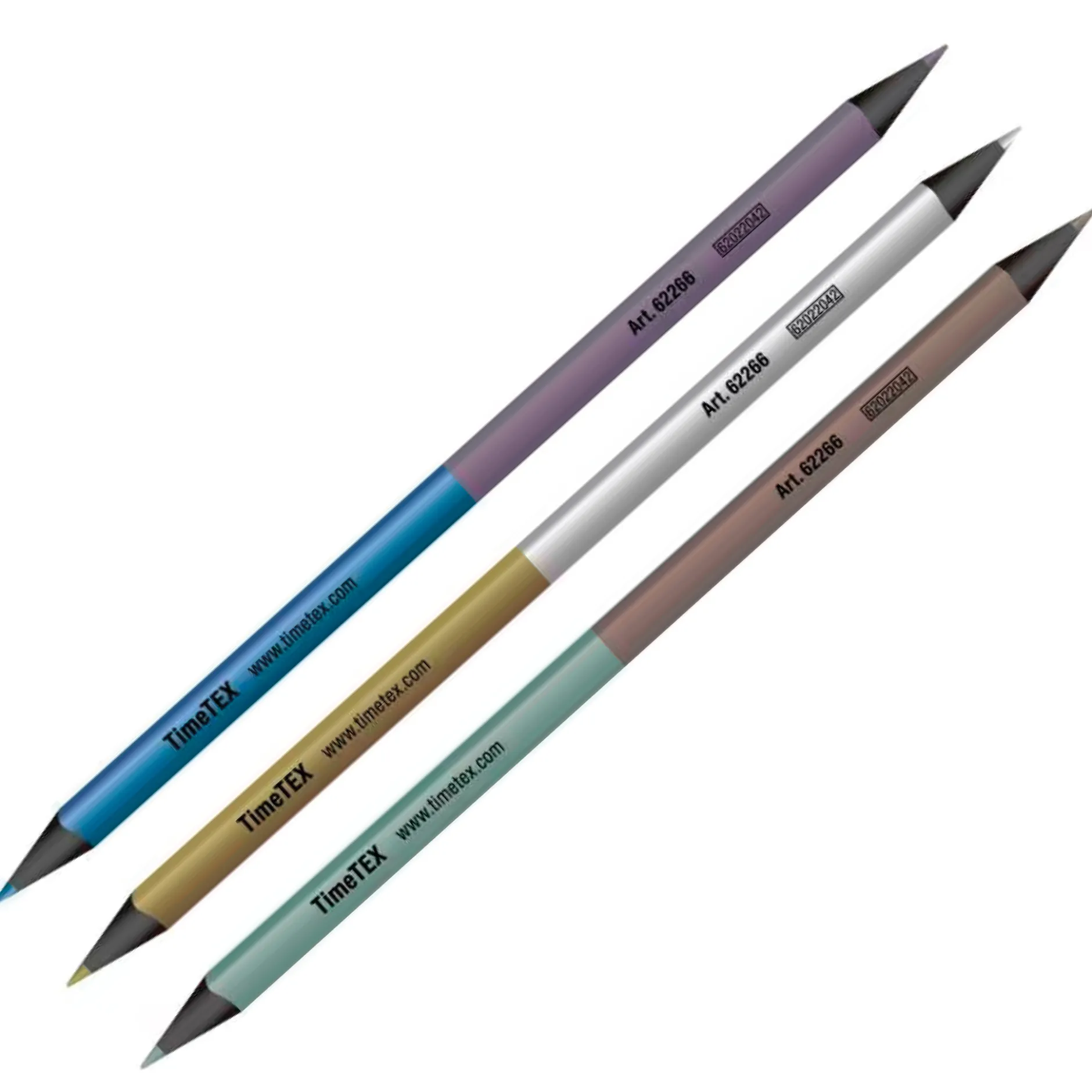 TimeTEX Set Metallic-Buntstifte mit zwei Farbseiten, 3-kant, 3-tlg.