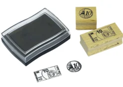 TimeTEX Set Währungs-Stempel EURO aus Holz mit Stempelkissen, 16-tlg.