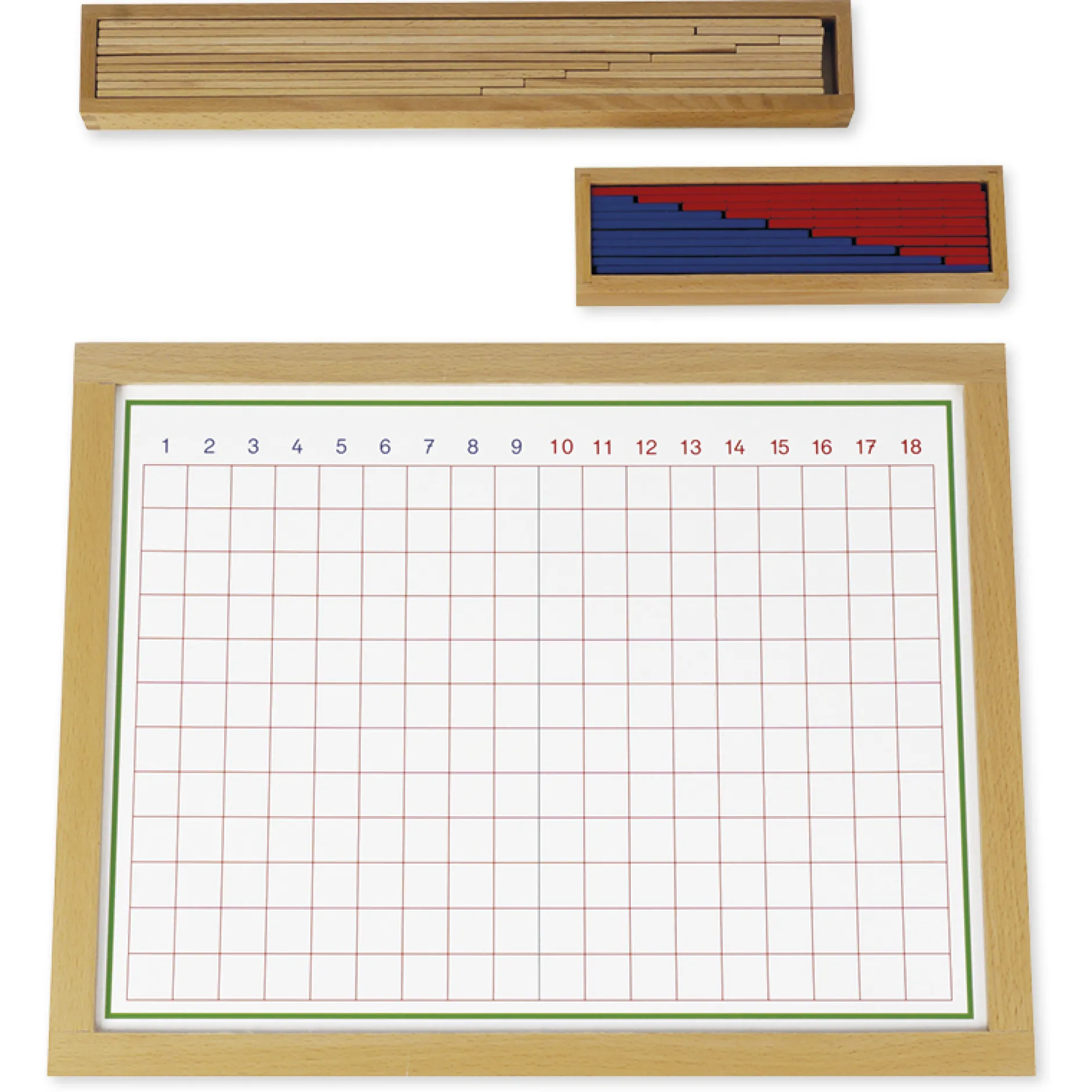 TimeTEX Streifenbrett zur Subtraktion, im Holzrahmen "Montessori Premium"