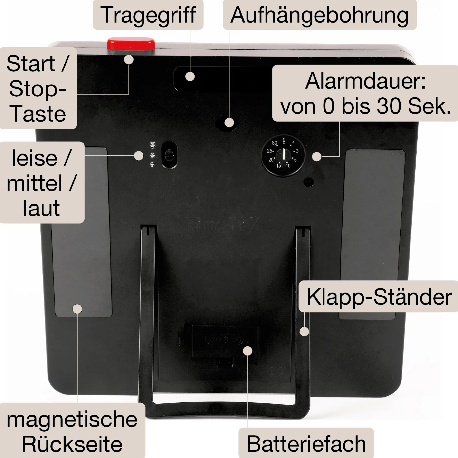 TimeTEX Timer "Countdown" XL, 32x32 cm, mit Ampelscheibe und Pausentaste