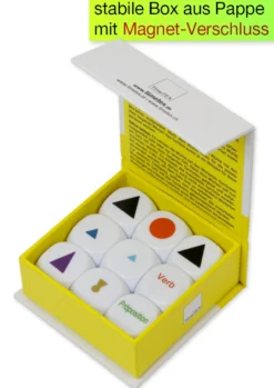 TimeTEX Würfel-Set Deutsch "Wortarten-Symbole", 9-tlg., 20 mm "Montessori Premium"