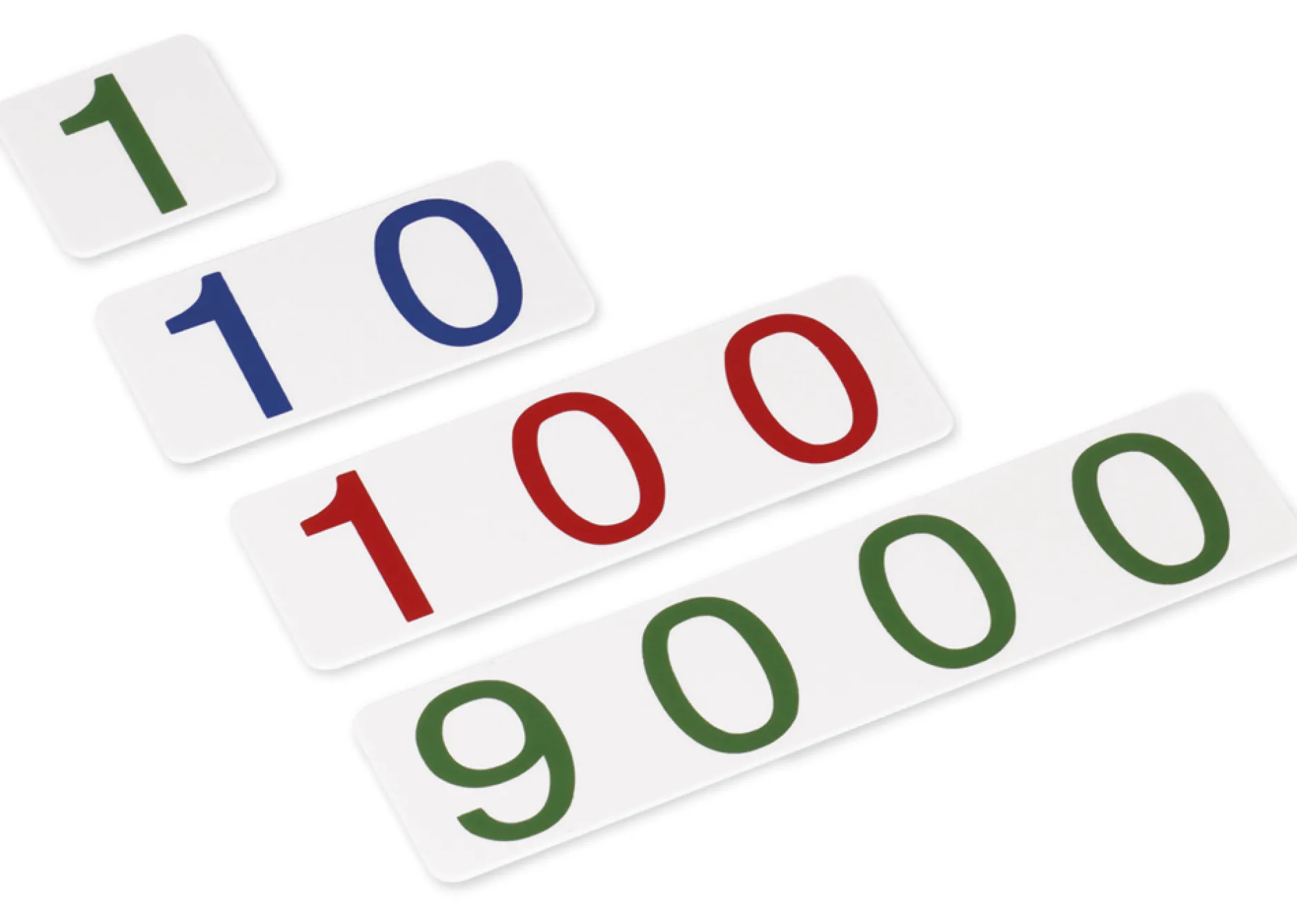 TimeTEX Zahlenkarten klein, 1-9.000, Kunststoff "Montessori Premium"