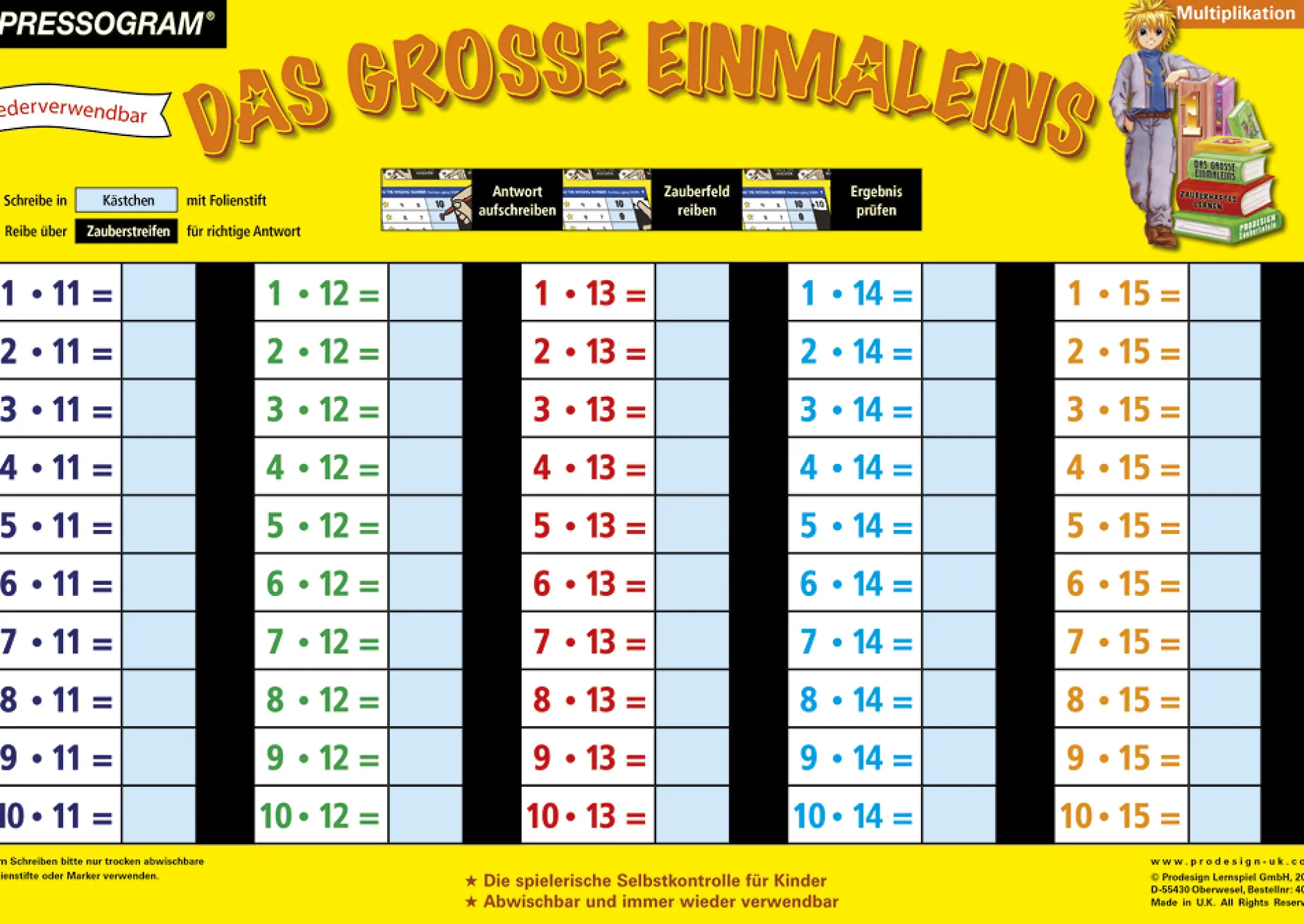 TimeTEX Zaubertafel "Mathematik" Großes 1 x 1