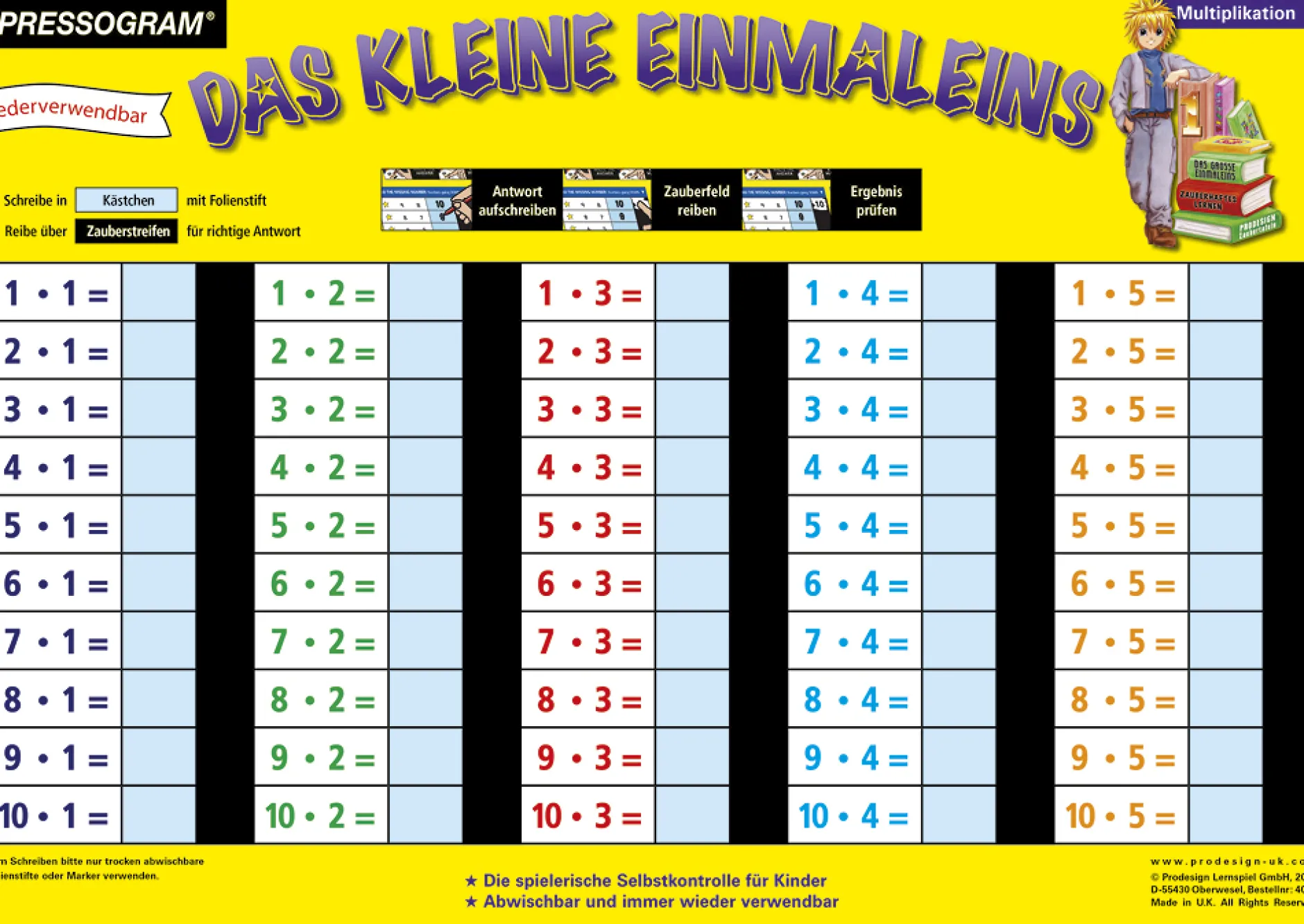 TimeTEX Zaubertafel "Mathematik" Kleines 1 x 1