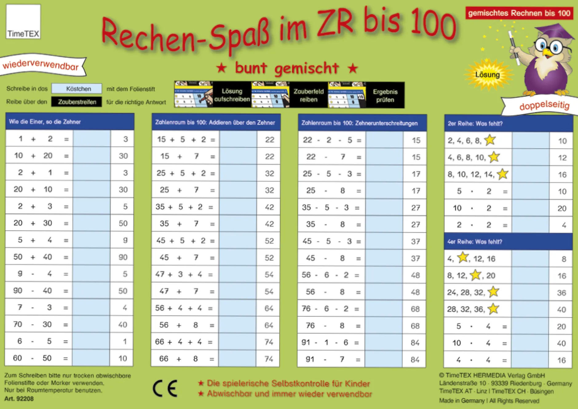 TimeTEX Zaubertafel "Mathematik" Rechen-Spaß im Zahlenraum bis 100