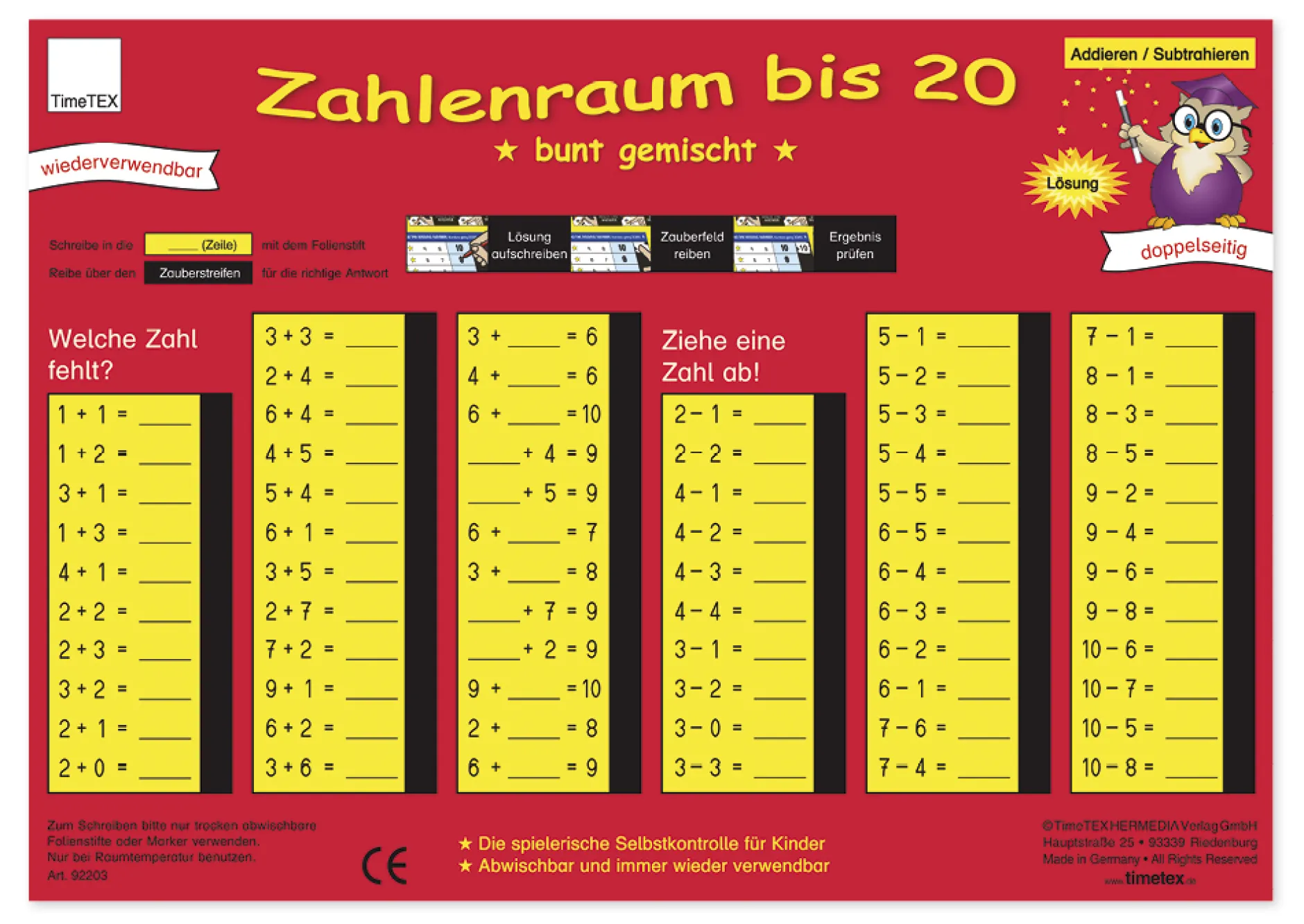 TimeTEX Zaubertafel "Mathematik" Zahlenraum bis 20