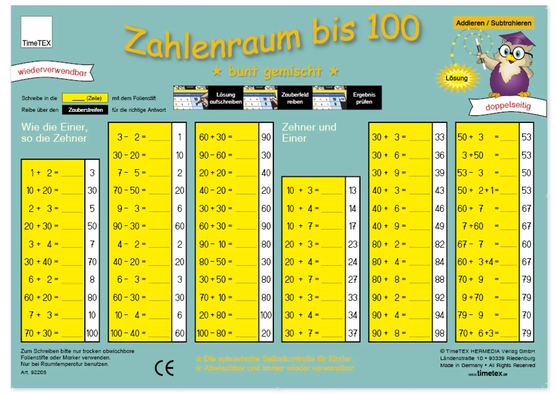 TimeTEX Zaubertafel "Mathematik" Zahlenraum bis 100