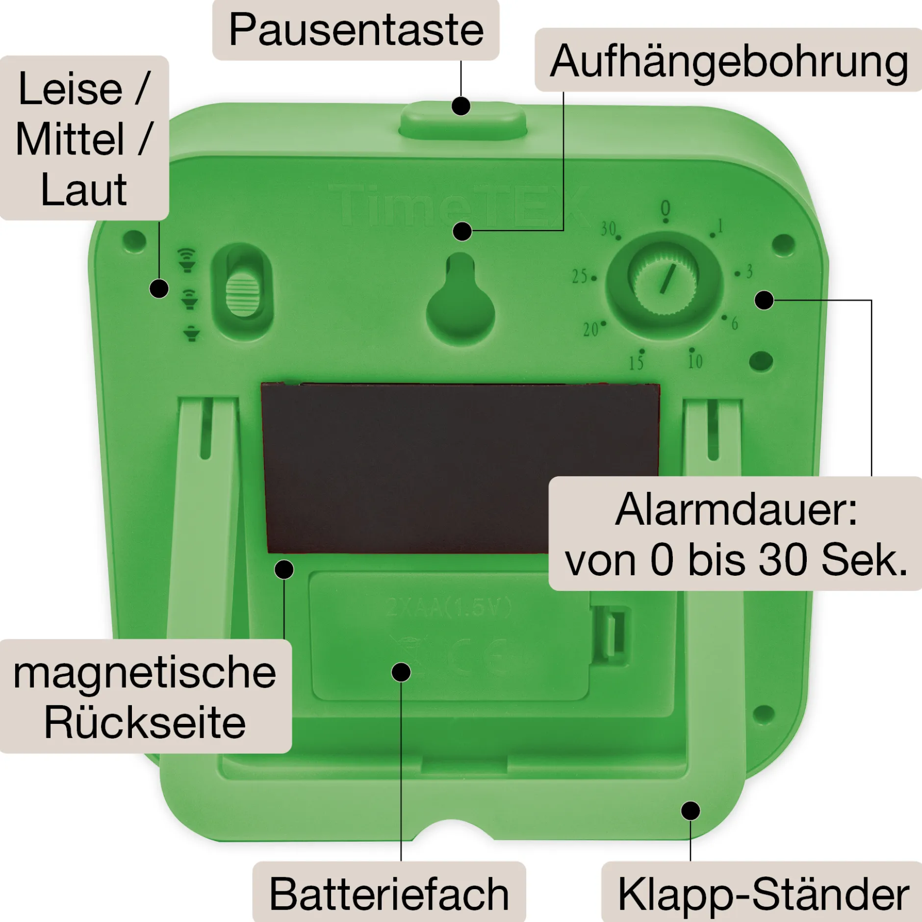 TimeTEX Zeitdauer-Uhr „lautlos“ ColorLINE, mit Pausentaste