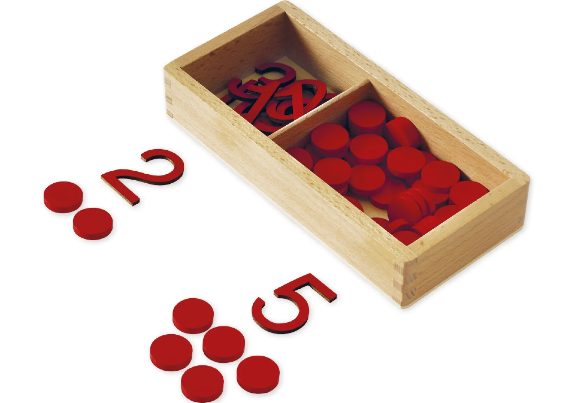 TimeTEX Ziffern und Chips, in Holzbox "Montessori Premium"