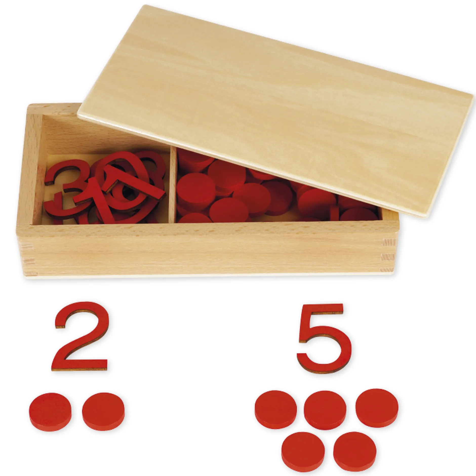 TimeTEX Ziffern und Chips, in Holzbox "Montessori Premium"