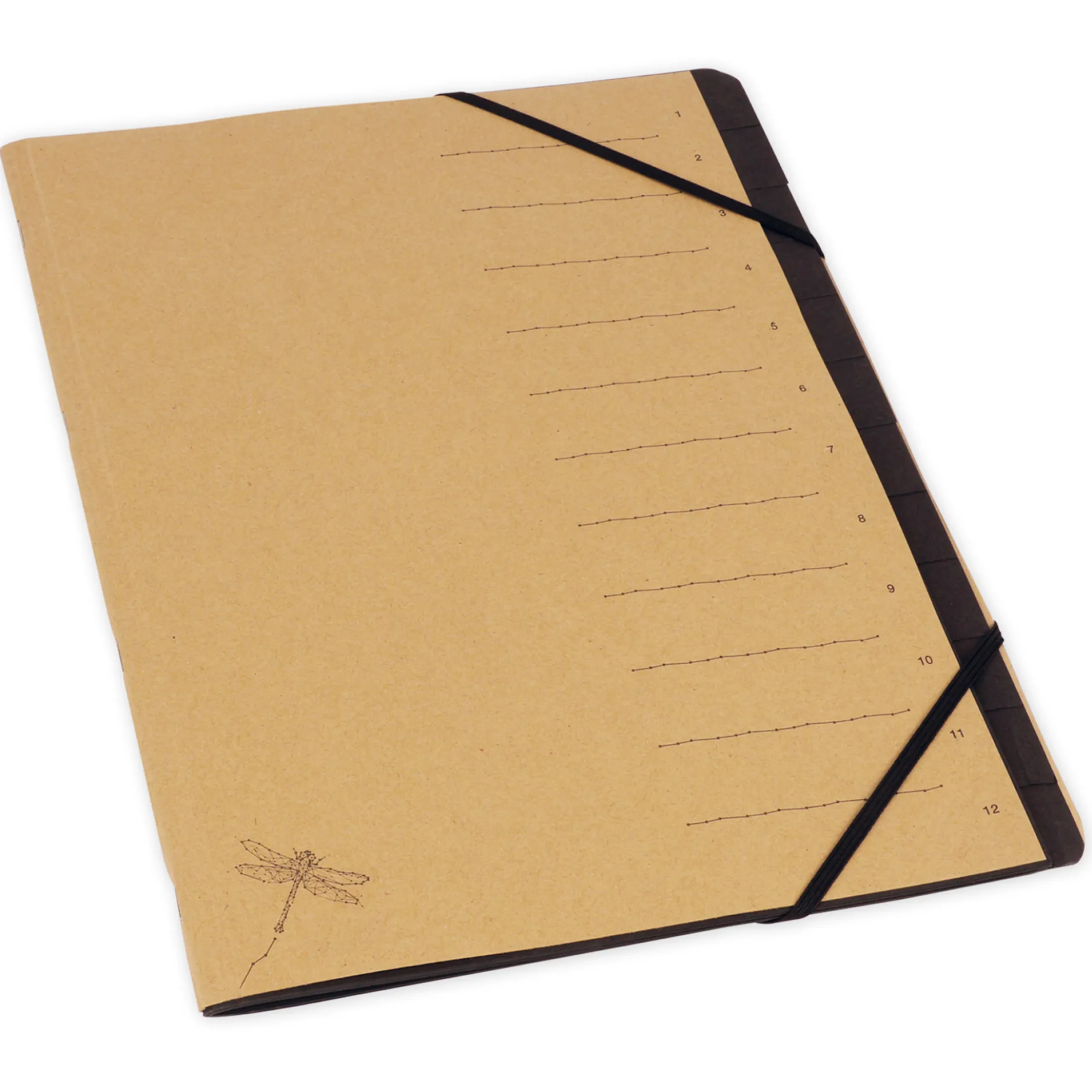 Tisch-Fächermappe 1-12 "Natura", mit Verschlussgummi