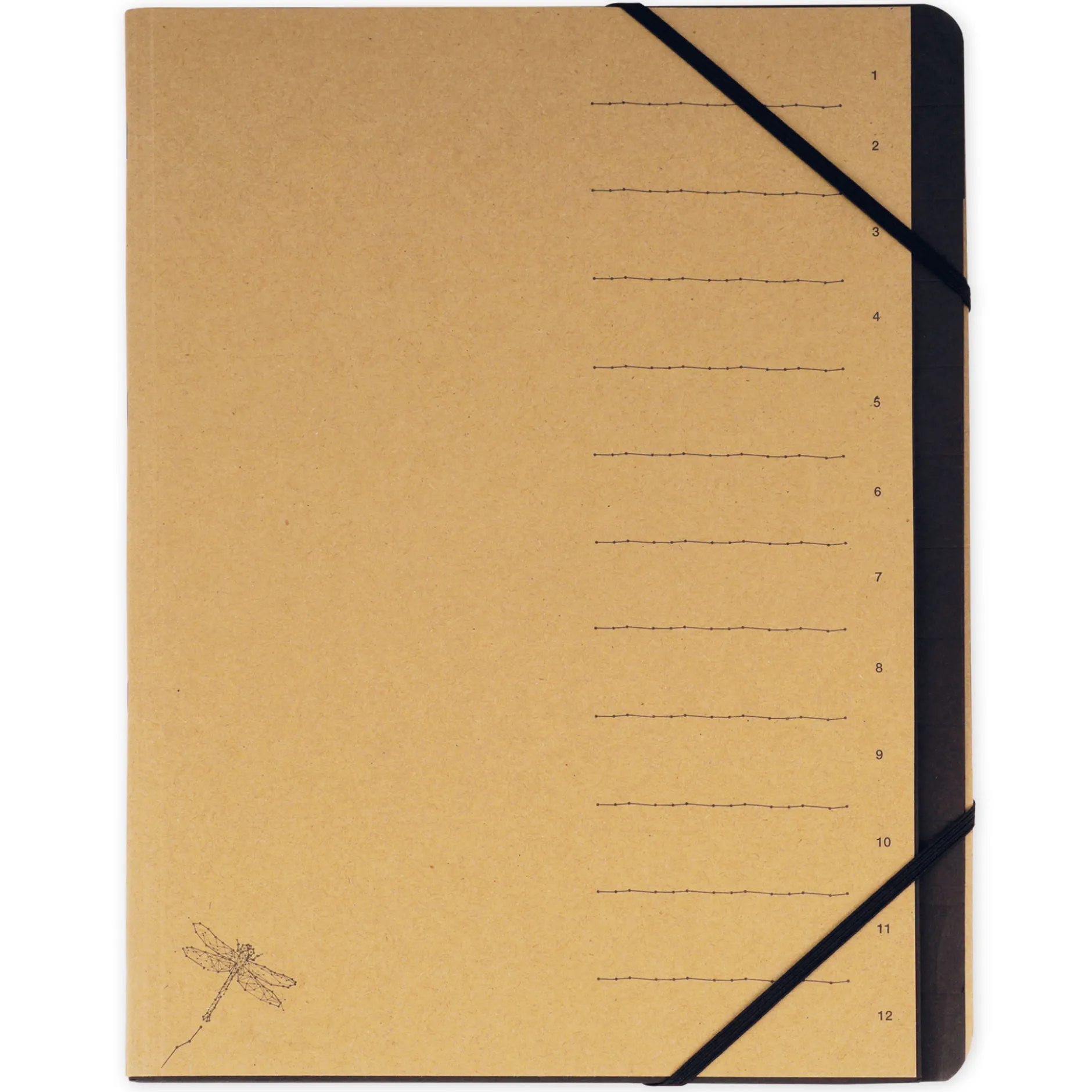 Tisch-Fächermappe 1-12 "Natura", mit Verschlussgummi
