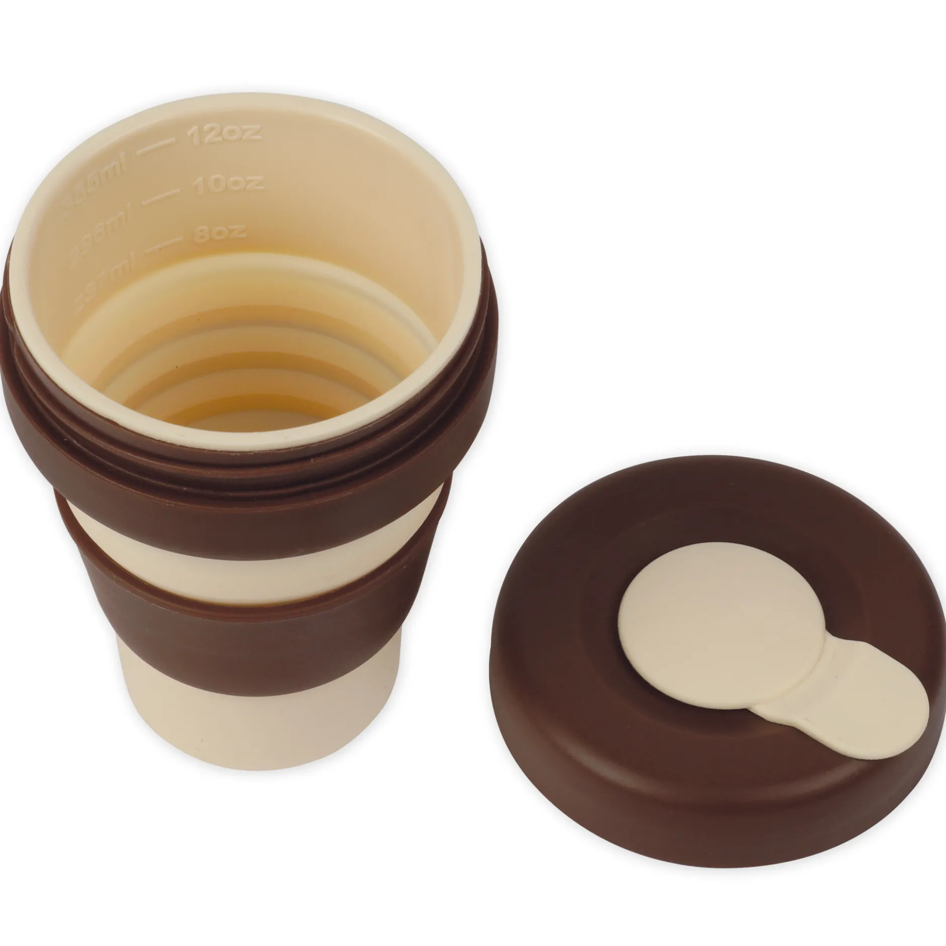 Trinkbecher mit Deckel aus Silikon, faltbar, 355 ml