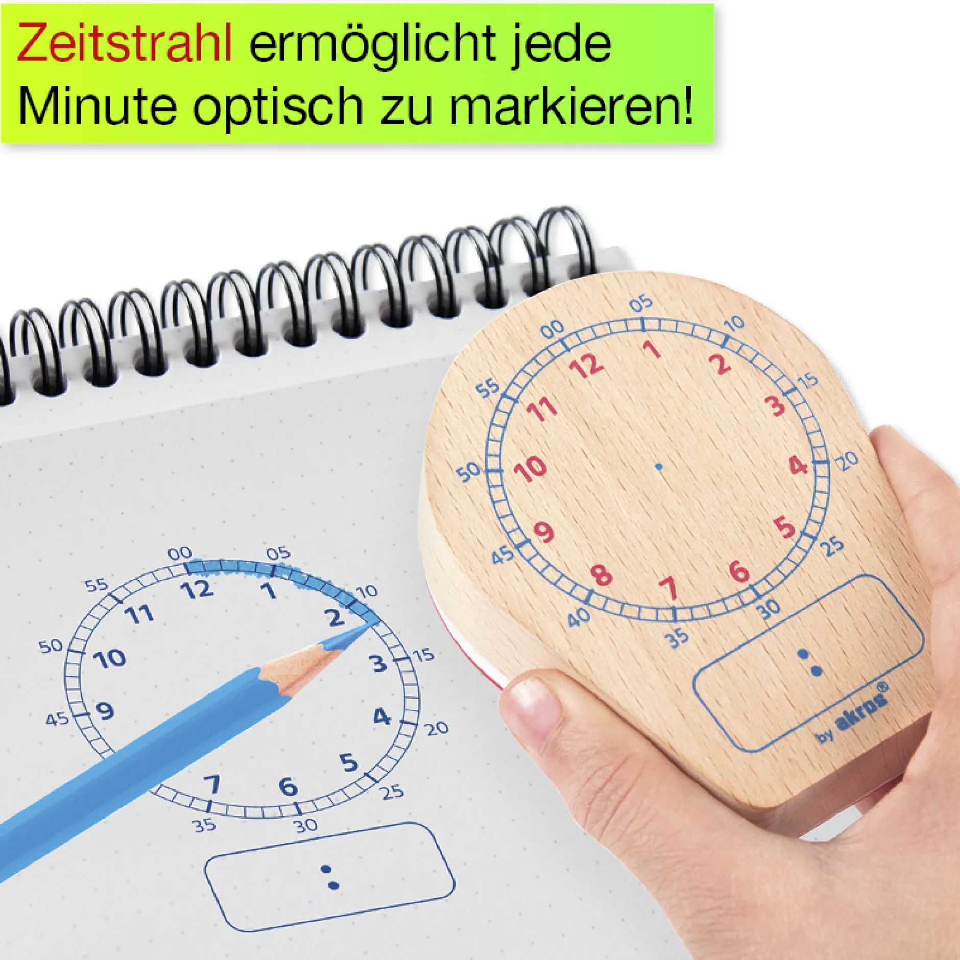 Uhrzeiten-Spiel "Analog/Digital", mit Stempel und Würfeln, 3-tlg.