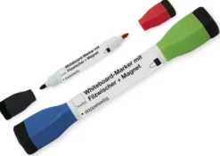 Whiteboard-Marker Doppelspitze mit Filzwischer + Magnet