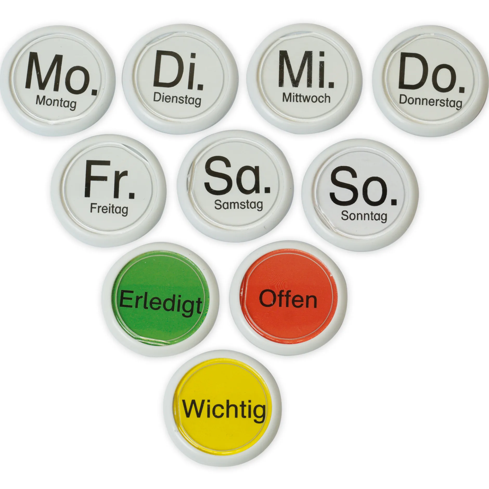 Wochentags-Magnete 10-tlg. in Box