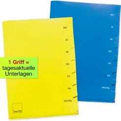 Wochentags-Mappe A4-Plus, 2 Stück, 7 Unterteilungen