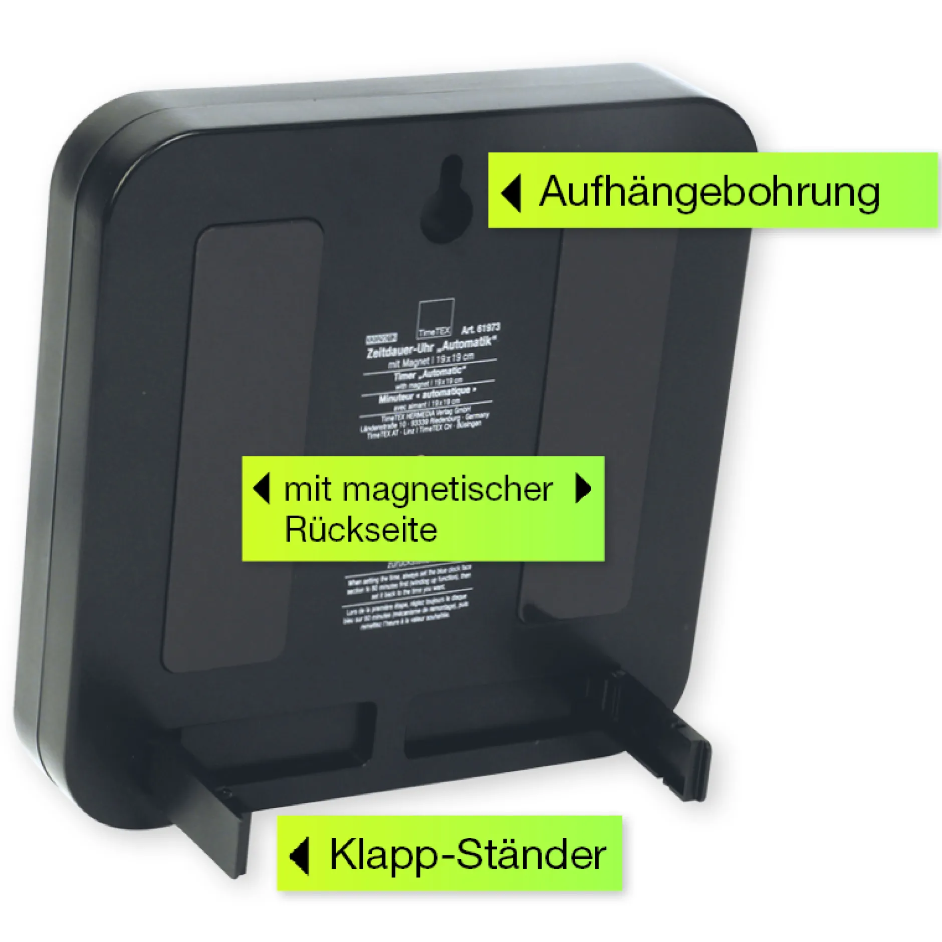 Zeitdauer-Uhr "Automatik" magnetisch, 19x19 cm